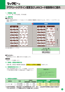 ラックビー錠 PTPシートデザイン変更及びJANコード削除等のご案内