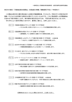 東日本大震災「児童館活動支援募金」支援金配分事業／募集要項(平成