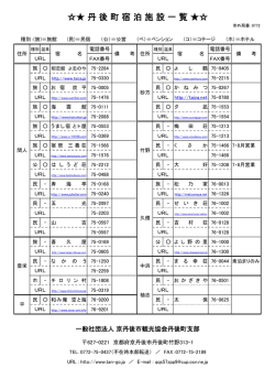 丹 後 町 宿 泊 施 設 一 覧