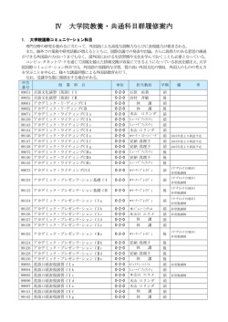 Ⅳ 大学院教養・共通科目群 大学院教養・共通科目群履修案内