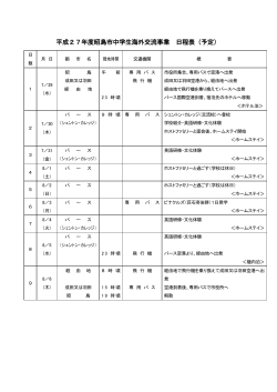 平成27年度昭島市中学生海外交流事業 日程表（予定）
