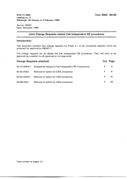 Joint CRs related Call Independent SS Procedure