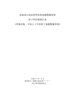 評価対象：平成21年度終了基盤整備 - JCCP 一般財団法人 国際石油
