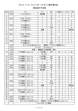2014・11・9 ジャパンオープンダンス選手権大会 競技進行予定表