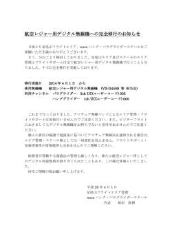 航空レジャー用デジタル無線機への完全移行のお知らせ