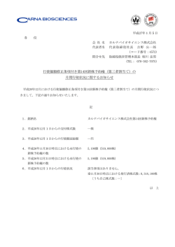 行使価額修正条項付き第14回新株予約権（第三者割当て）の 月間行使