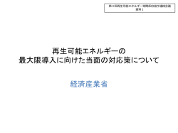 再生可能エネルギーの 最大限導入に向けた当面の対応策について 経済