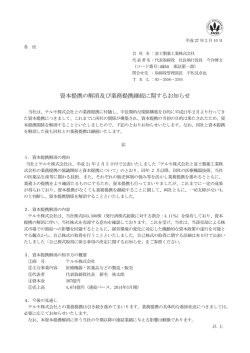 資本提携の解消及び業務提携継続に関するお知らせ
