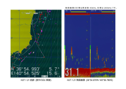 H27.1.21 航跡 (図中の白い実線) H27.1.21 魚探画像 (36&deg;54.978&prime;N