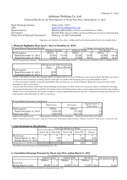 Financial Results for the Third Quarter of Fiscal Year 2014, Ending