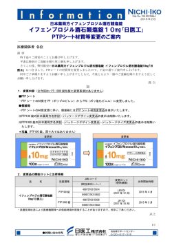 PTPシート材質等変更のご案内