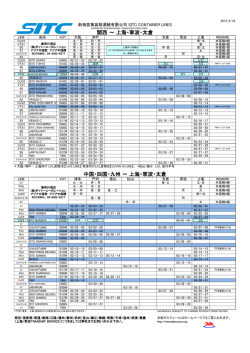 中国・四国・九州 ～ 上海・寧波・太倉 関西 ～ 上海・寧波・太倉