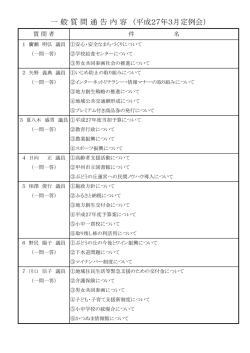 一般質問通告内容 （平成27年3月定例会）