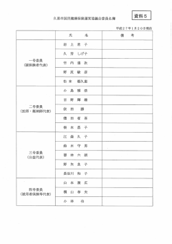 資料5 久喜市国民健康保険運営協議会委員名簿