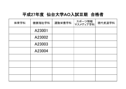 A23001 A23002 A23003 A23004 平成27年度 仙台大学AO入試Ⅲ期