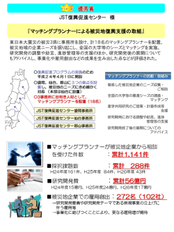JST復興促進センター 様 『マッチングプランナーによる被災地復興支援の