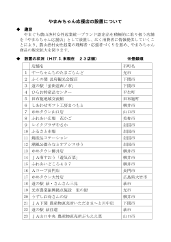 やまみちゃん応援店の設置状況 (PDF : 151KB)
