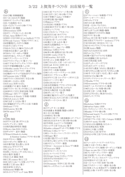 出店屋号一覧1 - 上賀茂手づくり市