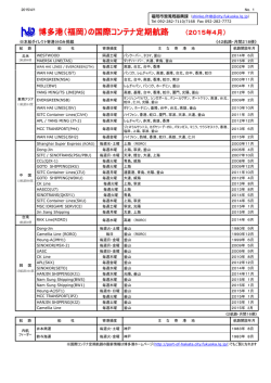 博多港（福岡）の国際コンテナ定期航路