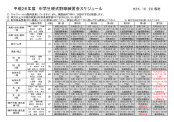 平成26年度 中学生硬式野球練習会スケジュール