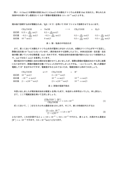 問い：0.15mol/l の酢酸水溶液 20ml に 0.2mol/l の水酸化ナトリウム