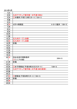 H・S 2014年4月 1 火 2 水 九州アマチュア選手権一次予選（若松） 3 木