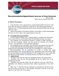Recommendation/Appointment process of Area Governor