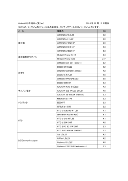 Android 対応端末一覧（au） 2014 年 12 月 12 日現在 ※OS の
