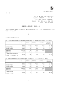 業績予想の修正に関するお知らせ