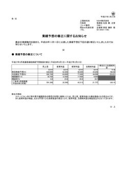 業績予想の修正に関するお知らせ