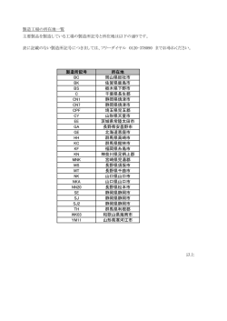 製造所記号 所在地 BC 岡山県総社市 BK 佐賀県鹿島市 BS 栃木県下野