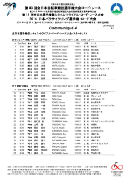 Communiqué 4 - 全日本自転車競技選手権大会ロードレース