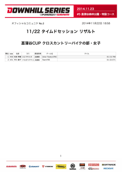 オフィシャルコミュニケ No2 「11/22 タイムドセッション リザルト」