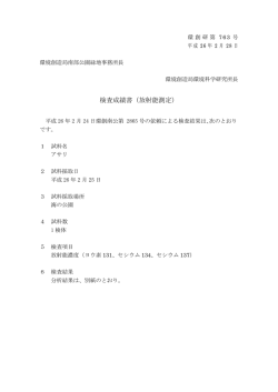 検査成績書（放射能測定）