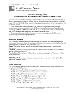 Japanese 2 Study Guide Examination for Acceleration (EA)/Credit