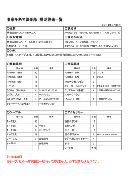 機材リスト - 東京キネマ倶楽部