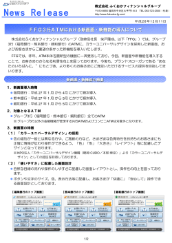 FFG3行 ATMにおける新画面・新機能の導入について