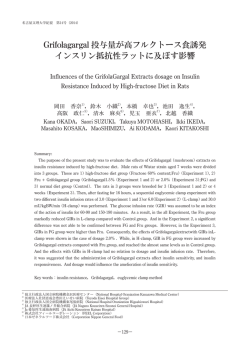 Grifolagargal 投与量が高フルクトース食誘発
