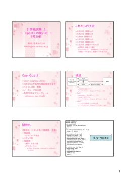 計算機実験 2 ～ OpenGLの使い方 ～ 6月20日 これからの予定