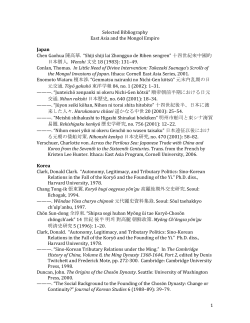1 Selected Bibliography East Asia and the - East