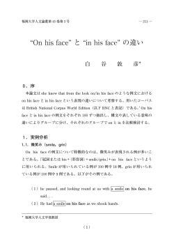“On his face” と “in his face” の違い