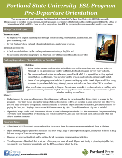 Portland State University ESL Program Pre