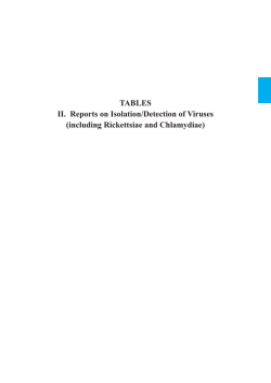 TABLES II. Reports on Isolation/Detection of Viruses (including