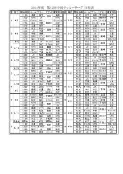 第42回中国サッカーリーグ 日程表
