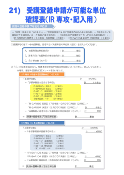 21) 受講登録申請が可能な単位 確認表（IR 専攻・記入用）