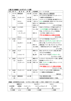 三重KG倶楽部カナダ7日間日程表