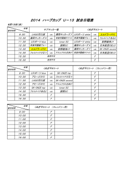 2014 ハーブカップ U－13 試合日程表