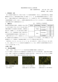 表1 供試体および浸漬条件 環境影響物質の固定化と長期挙動 資源