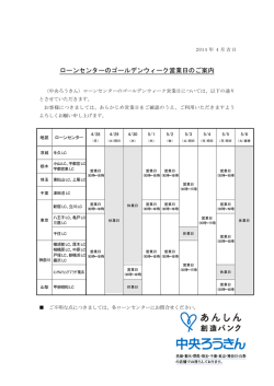 ローンセンターのゴールデンウィーク営業日のご案内