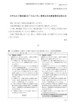 ロサルヒド配合錠 LD「ツルハラ」使用上の注意変更のお知らせ